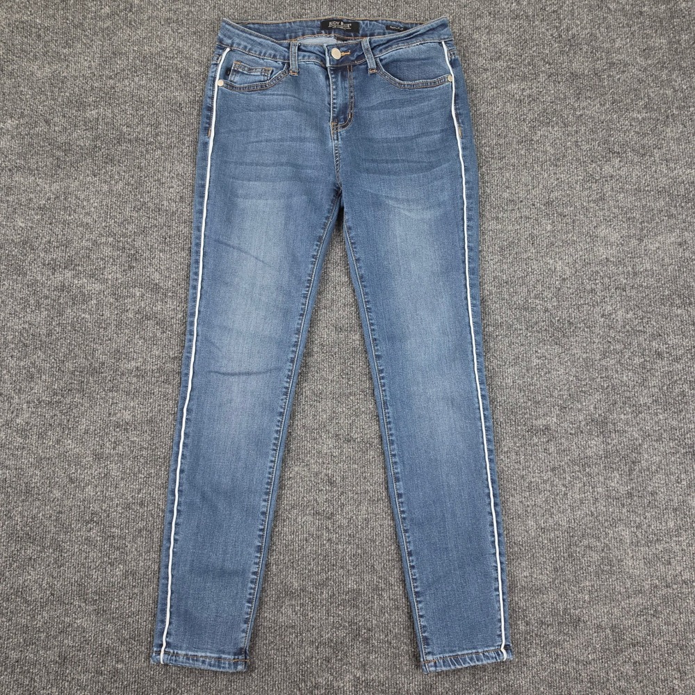 Judy Blue Skinny Fit Jeans Men's 9/ 29 Med Wash Tuxedo Side Stripe Mid Rise Blue